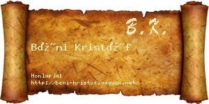 Béni Kristóf névjegykártya